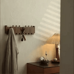 Magnetic Fold-Down Beech & Walnut Wall-Mounted Coat Rack