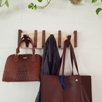 Magnetic Fold-Down Beech & Walnut Wall-Mounted Coat Rack