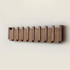 Magnetic Fold-Down Beech & Walnut Wall-Mounted Coat Rack