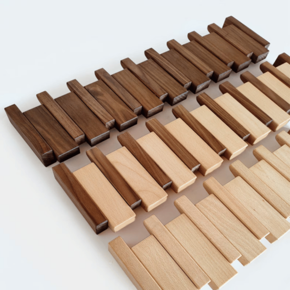 Magnetic Fold-Down Beech & Walnut Wall-Mounted Coat Rack