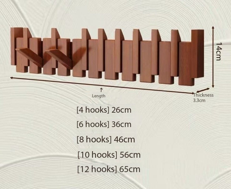 Magnetic Fold-Down Beech & Walnut Wall-Mounted Coat Rack