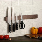 Magnetic Knife Strip Walnut Wood Powerful Magnets Wall Mount