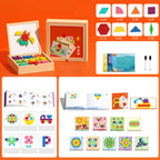 Magnetic Puzzle Set Wooden Colorful Shapes & Storage Box