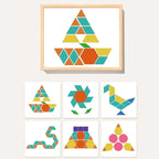 Magnetic Puzzle Set Wooden Colorful Shapes & Storage Box