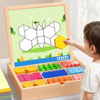 Magnetic Puzzle Set Wooden Colorful Shapes & Storage Box