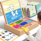 Magnetic Puzzle Set Wooden Colorful Shapes & Storage Box