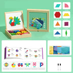 Magnetic Puzzle Set Wooden Colorful Shapes & Storage Box