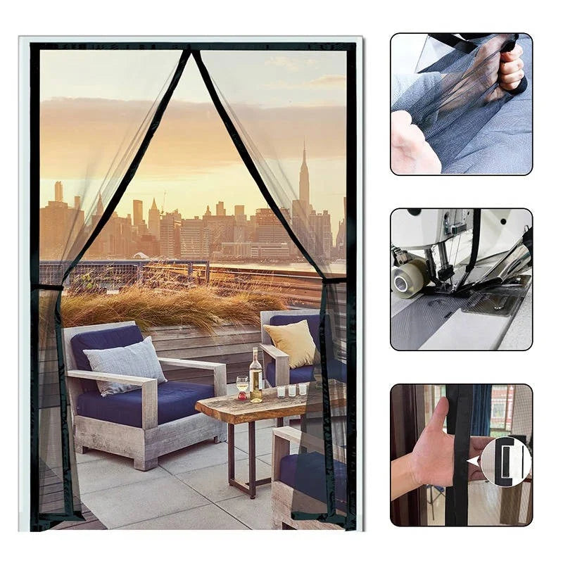 Magnetic Screen Door Auto-Close Custom Fit Polyester Mesh