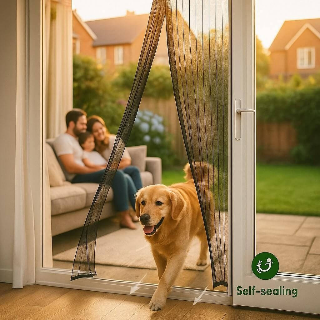 Magnetic Screen Door Center Split Auto-Close Polyester Mesh