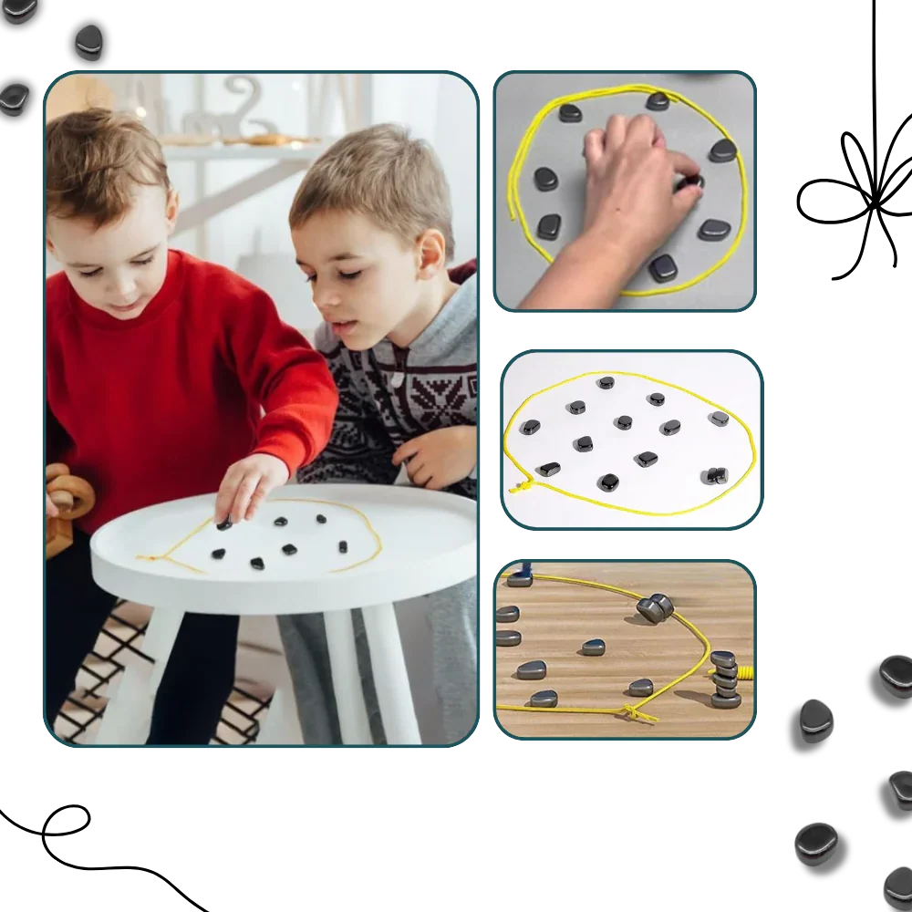 Magnetic Strategy Game Adjustable Rope Boundary Portable Travel Set