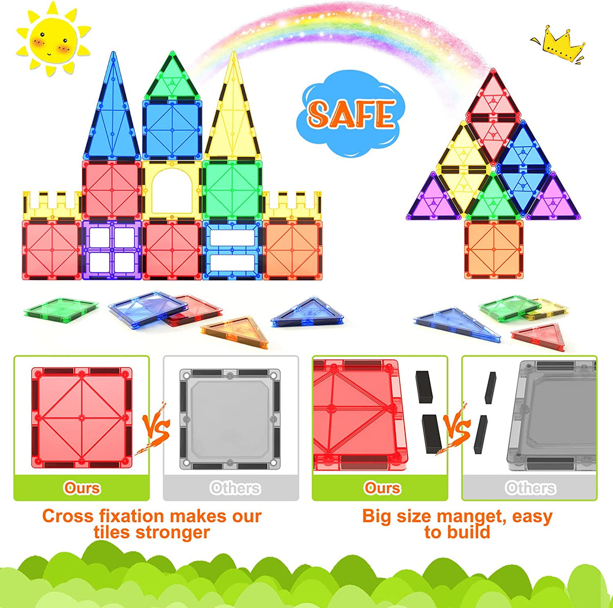 Magnetic Tiles Set 40 Pieces Child-Safe STEM