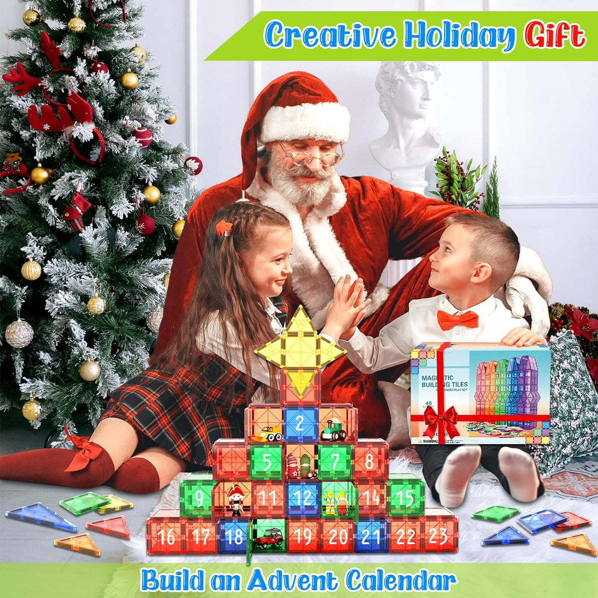 Magnetic Tiles Set 40 Pieces Child-Safe STEM