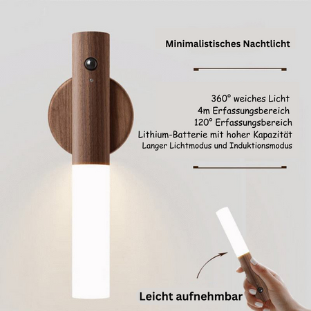 Magnetic USB-Rechargeable Motion-Sensing Wood Night Light