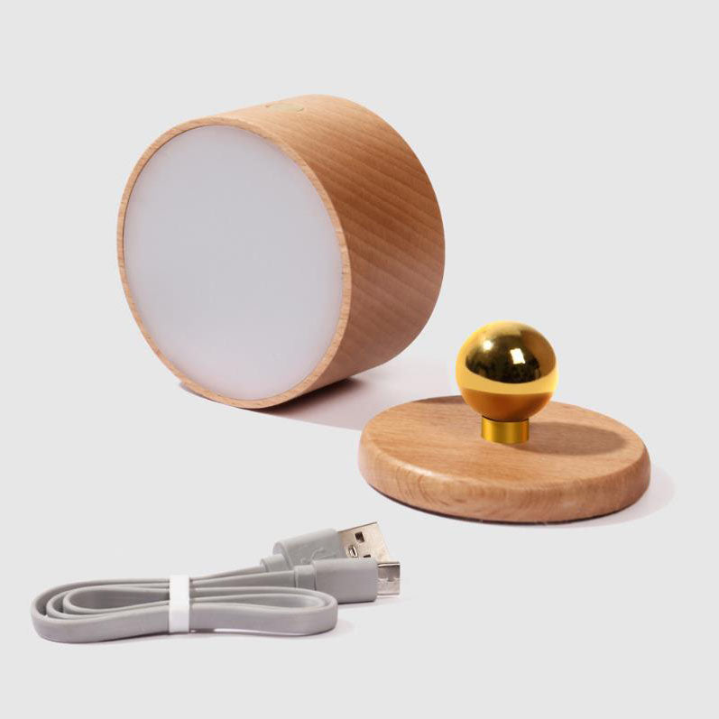 Magnetic USB-Rechargeable Touch-Activated Night Light (Wood Finish)