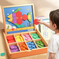 Magnetic Wooden Building Set Storage Box & Instruction Cards