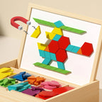 Magnetic Wooden Building Set Storage Box & Instruction Cards