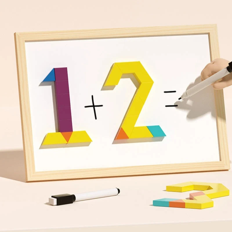 Magnetic Wooden Building Set Storage Box & Instruction Cards