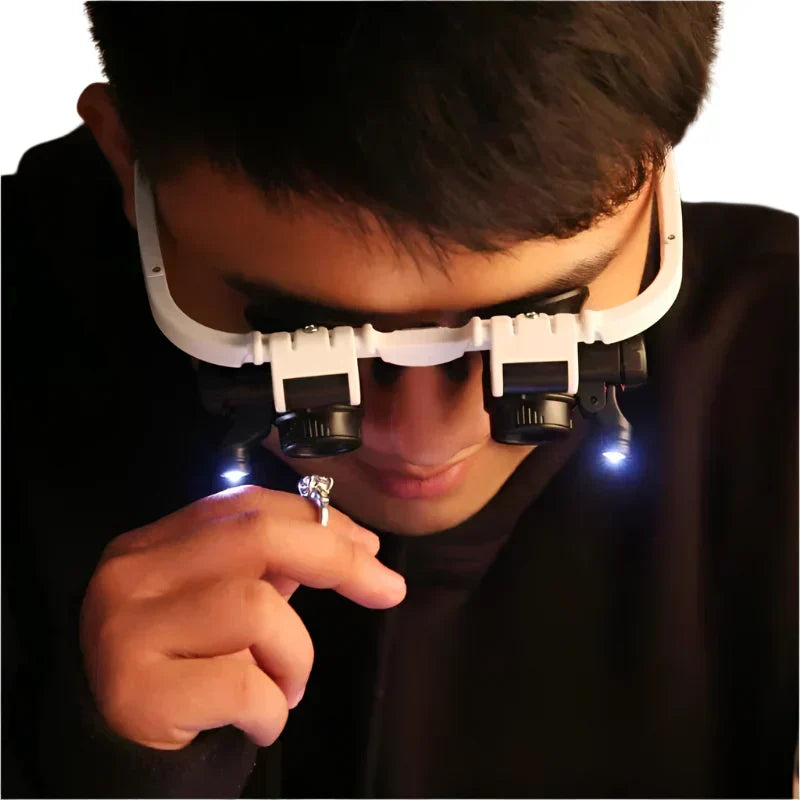 Magnifier Glasses Hands-Free Dual LED Three Magnifications