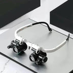 Magnifier Headset 3 Interchangeable Lenses Pivoting LED Lights