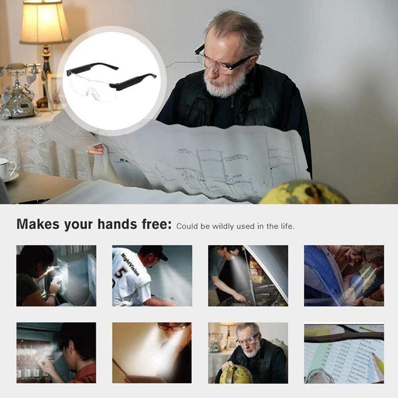 Magnifying Glasses Adjustable LED Light USB Rechargeable Hands Free