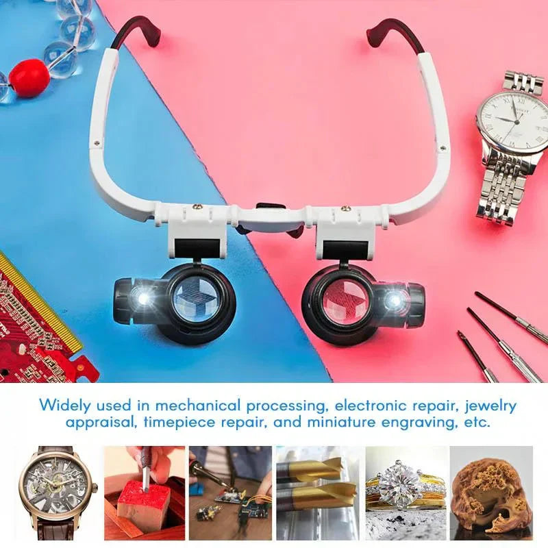 Magnifying Headset Hands-Free Adjustable LED Three Lenses