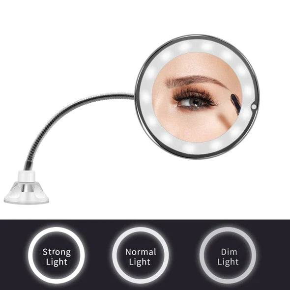 Magnifying Makeup Mirror 10X LED Cordless Gooseneck