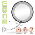 Magnifying Makeup Mirror 10X LED Cordless Gooseneck