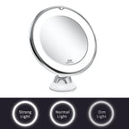 Magnifying Mirror Dual 7x 10x LED Suction Mount