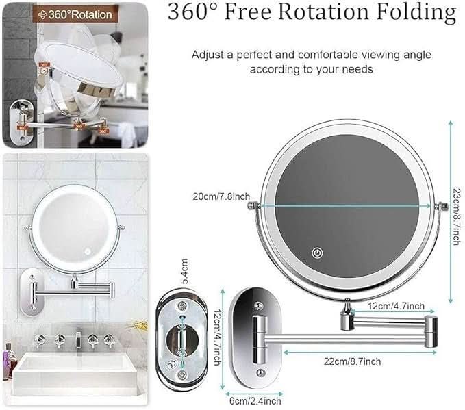 Magnifying Mirror Rechargeable LED Dimmable 8 Inch