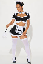 Maid Costume 4-Piece Lace Trim & Feather Duster