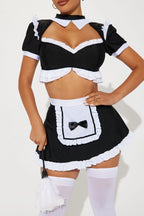 Maid Costume 4-Piece Lace Trim & Feather Duster