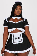 Maid Costume 4-Piece Lace Trim & Feather Duster