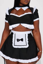 Maid Costume 4-Piece Lace Trim & Feather Duster