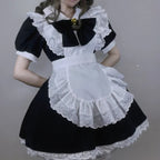 Maid Costume Set Gothic Ruffled Dress & Apron