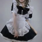 Maid Costume Set Gothic Ruffled Dress & Apron