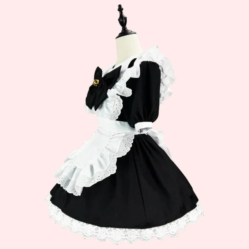 Maid Costume Set Gothic Ruffled Dress & Apron