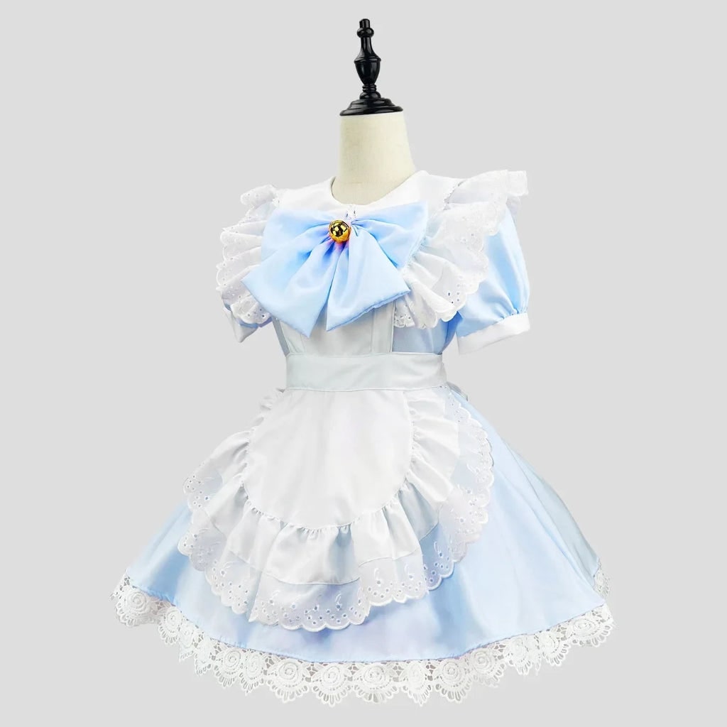 Maid Costume Set Gothic Ruffled Dress & Apron