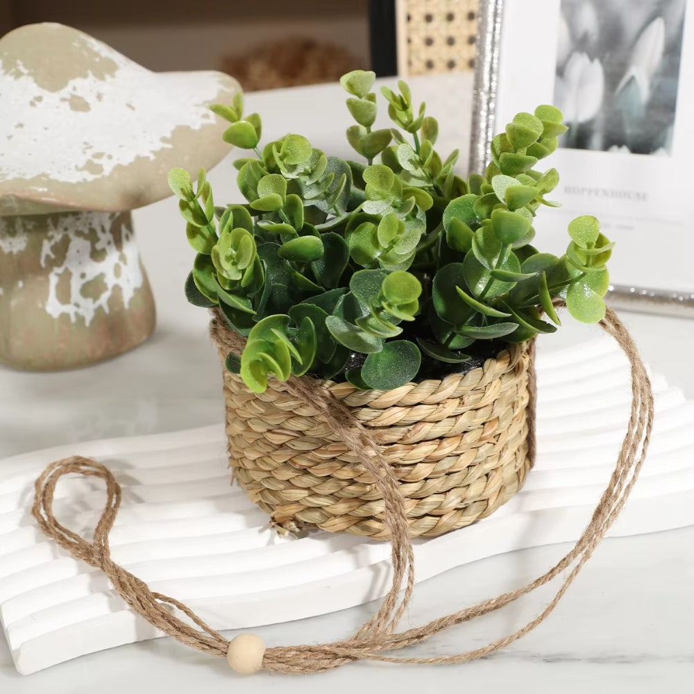 Maintenance-Free Woven Hanging Faux Plant