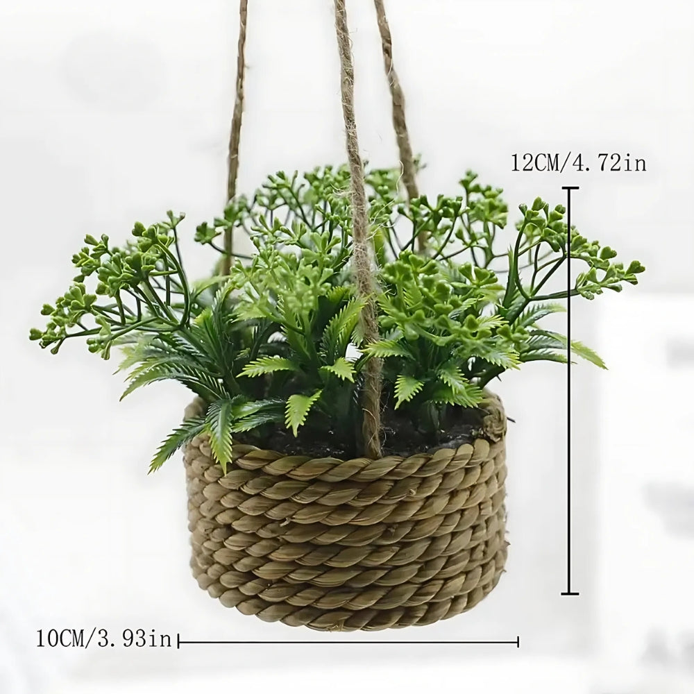 Maintenance-Free Woven Hanging Faux Plant