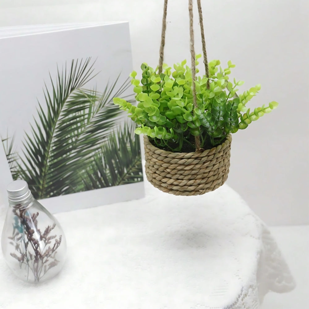Maintenance-Free Woven Hanging Faux Plant