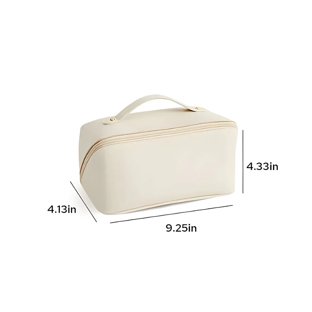 Makeup Bag Molded PU Shell Stand-Up Wide Opening