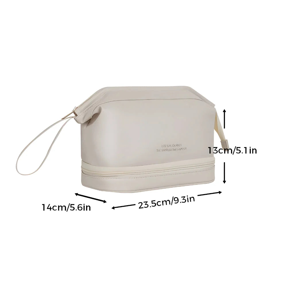 Makeup Bag Molded PU Shell Stand-Up Wide Opening