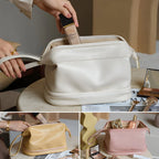 Makeup Bag Molded PU Shell Stand-Up Wide Opening