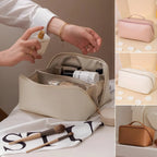 Makeup Bag Molded PU Shell Stand-Up Wide Opening