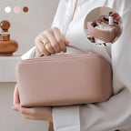 Makeup Bag Molded PU Shell Stand-Up Wide Opening