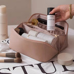 Makeup Bag Molded PU Shell Stand-Up Wide Opening