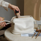 Makeup Bag Molded PU Shell Stand-Up Wide Opening