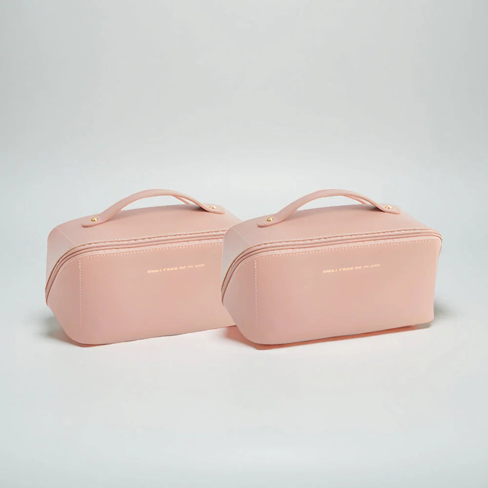Makeup Bag Molded PU Shell Stand-Up Wide Opening