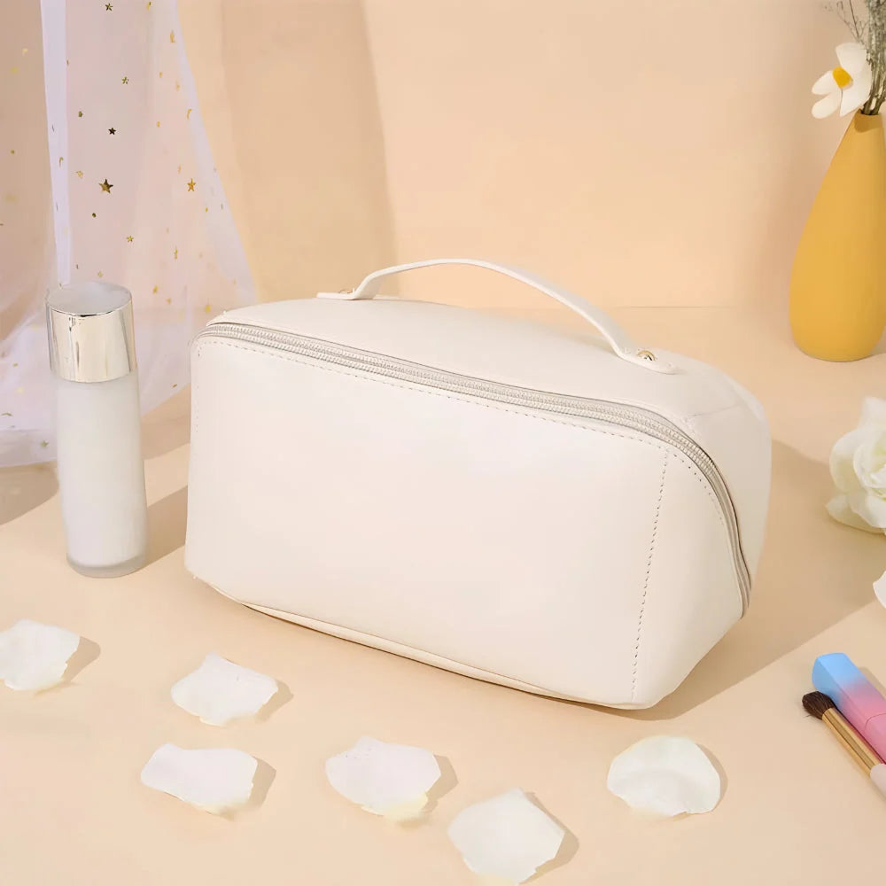 Makeup Bag Molded PU Shell Stand-Up Wide Opening