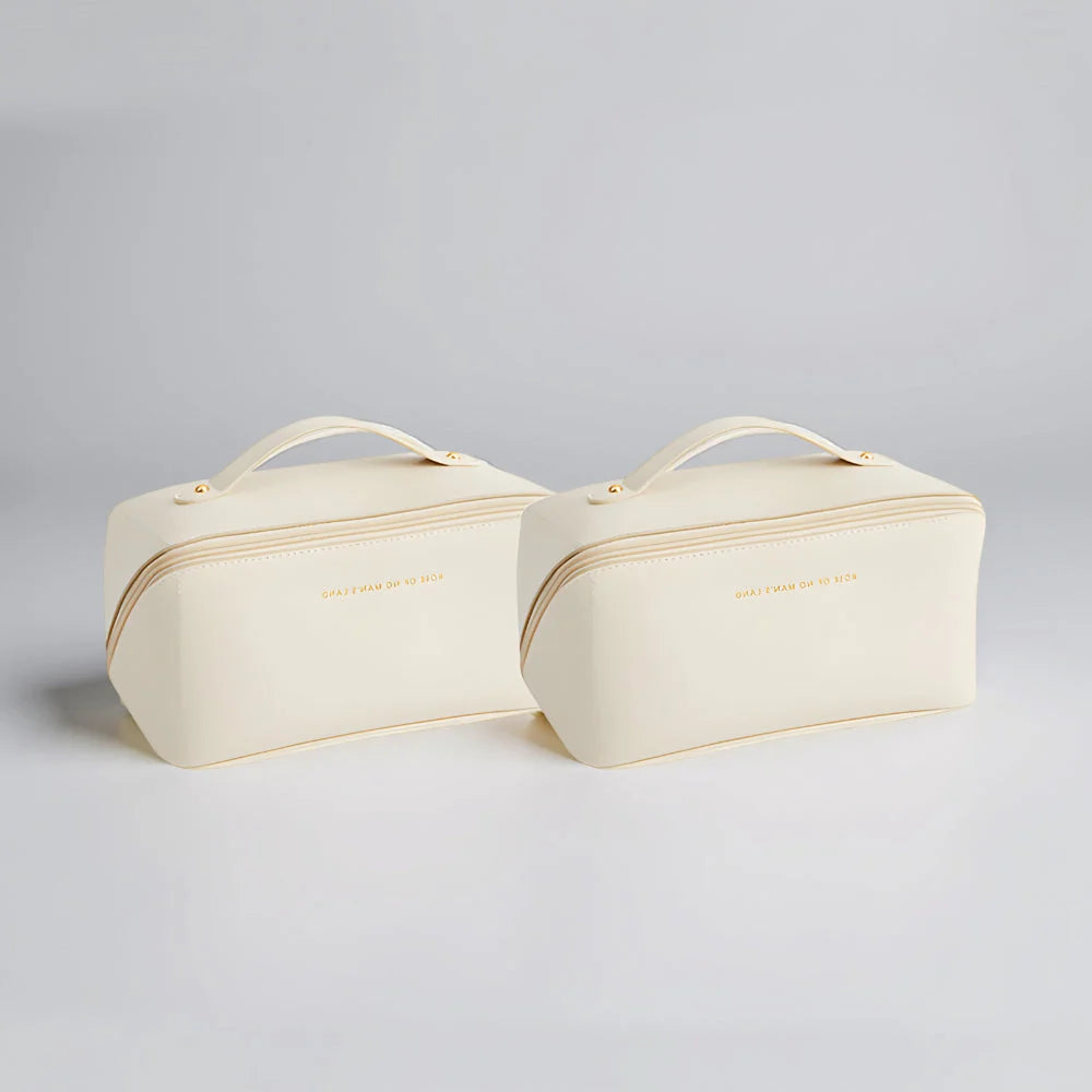 Makeup Bag Molded PU Shell Stand-Up Wide Opening